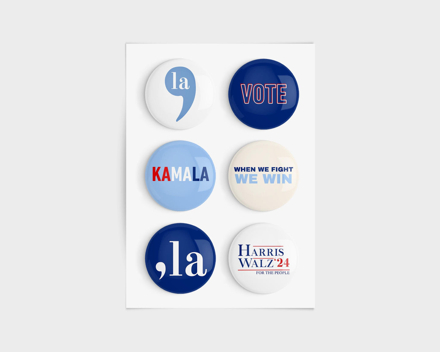 Kamala Pin Pack of 6 | Comma La | ,La  | Kamala Harris Pin | Comma La Magnet | Harris 2024 | Kamala Harris Magnet | Kamala | Vote Magnet