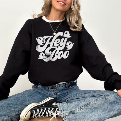 Halloween Sweatshirt, Hey Boo, Funny Halloween Sweatshirt, Cute Fall Sweatshirt, Spooky Season, Halloween Gift, Halloween Shirt, Ghost